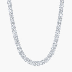 Sterling Silver Classic Byzantine Necklace - Rhodium Plated