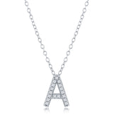 Sterling Silver Micro Pave CZ Initial Necklace