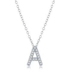 Sterling Silver Micro Pave CZ Initial Necklace