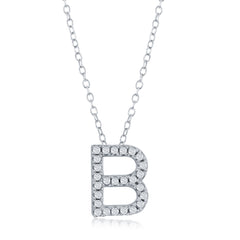 Sterling Silver Micro Pave CZ Initial Necklace