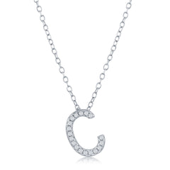 Sterling Silver Micro Pave CZ Initial Necklace