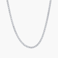 Sterling Silver 3mm Diamond-Cut Franco Chain - Rhodium Plated