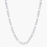 Sterling Silver 4.2mm Figaro Chain - Rhodium Plated