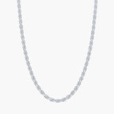 Sterling Silver Solid Diamond-Cut 3mm Rope Chain - Rhodium Plated