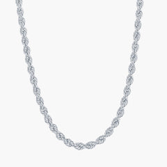 Sterling Silver 4.5mm Loose Rope Chain - Rhodium Plated