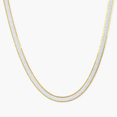 Sterling Silver 4mm Reversible Herringbone Chain - Two-Tone