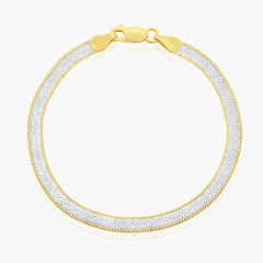 Sterling Silver 4mm Reversible Herringbone Chain - Two-Tone