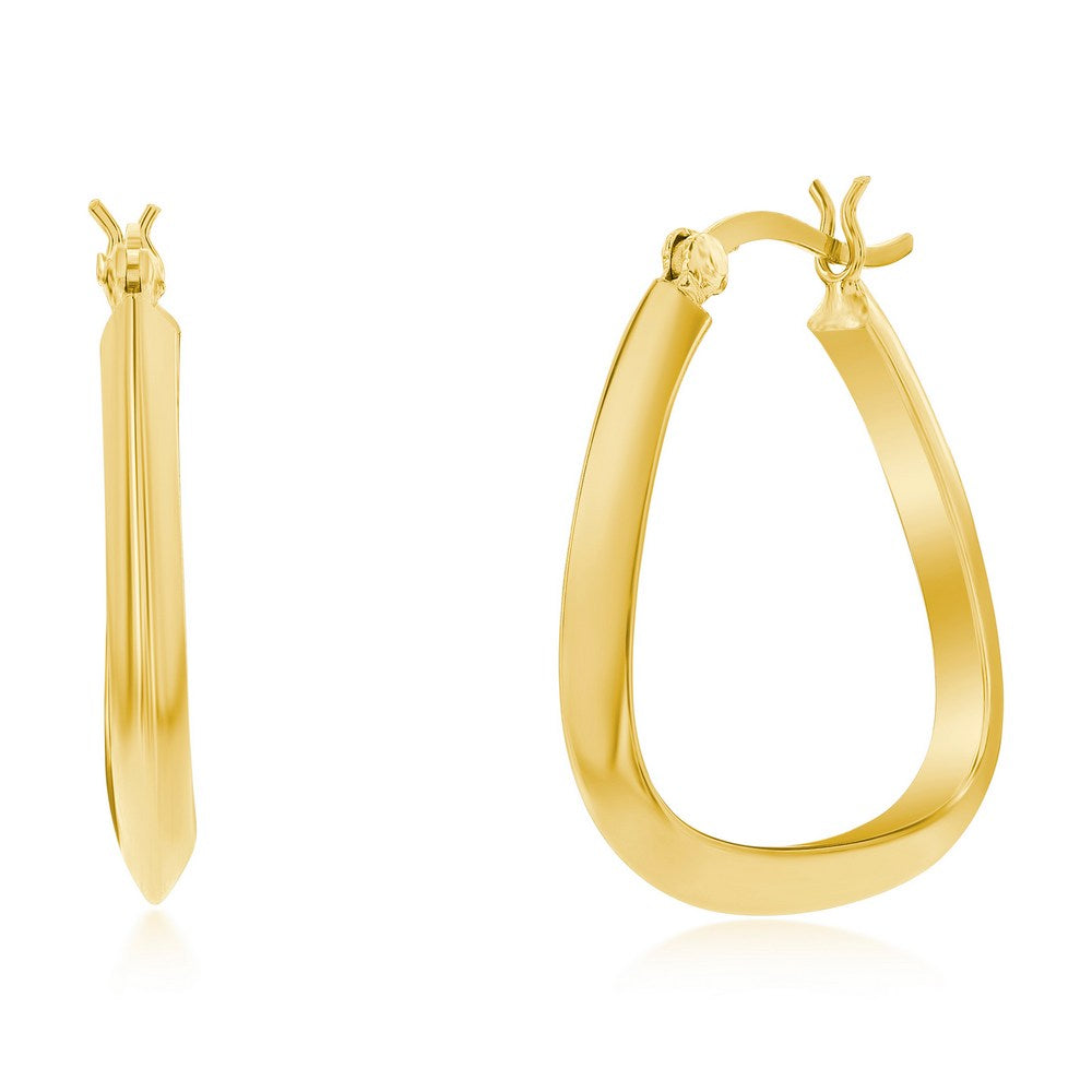 Sterling Silver 27mm Triangle-Shaped Hoop Earrings