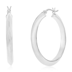 Sterling Silver 36mm Flat Hoop Earrings