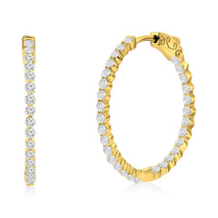 Sterling Silver 30mm Inside-Outside Round Simulated Diamond Hoop Earrings