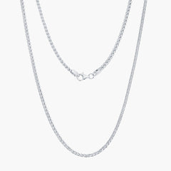 Sterling Silver 2.5mm Diamond-Cut Franco Chain - Rhodium Plated