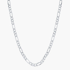 Sterling Silver 4.2mm Figaro Chain - Rhodium Plated