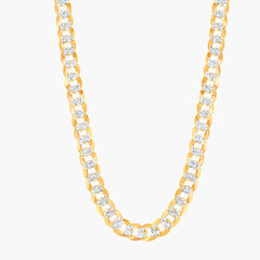 Sterling Silver 7.3mm Flat Pave Cuban Chain - Gold Plated