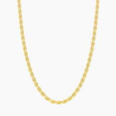 Sterling Silver Solid Diamond-Cut 3mm Rope Chain - Gold Plated