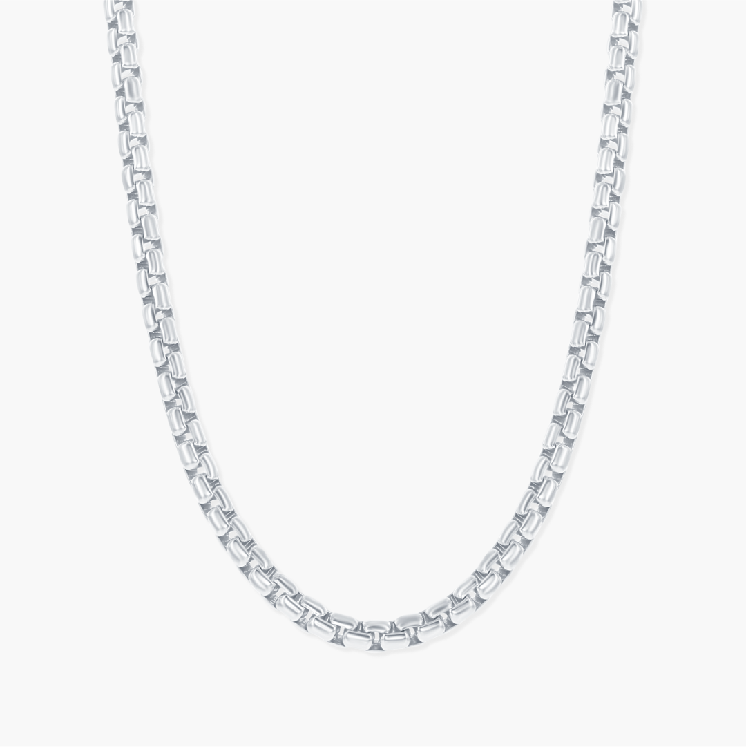 Sterling Silver 3.5mm Round Box Chain - Rhodium Plated