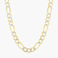 Sterling Silver Pave 7mm Figaro Chain (180 Gauge) - Gold Plated