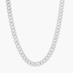 Sterling Silver Micro Pave CZ, 6mm Miami Cuban Chain - Rhodium Plated