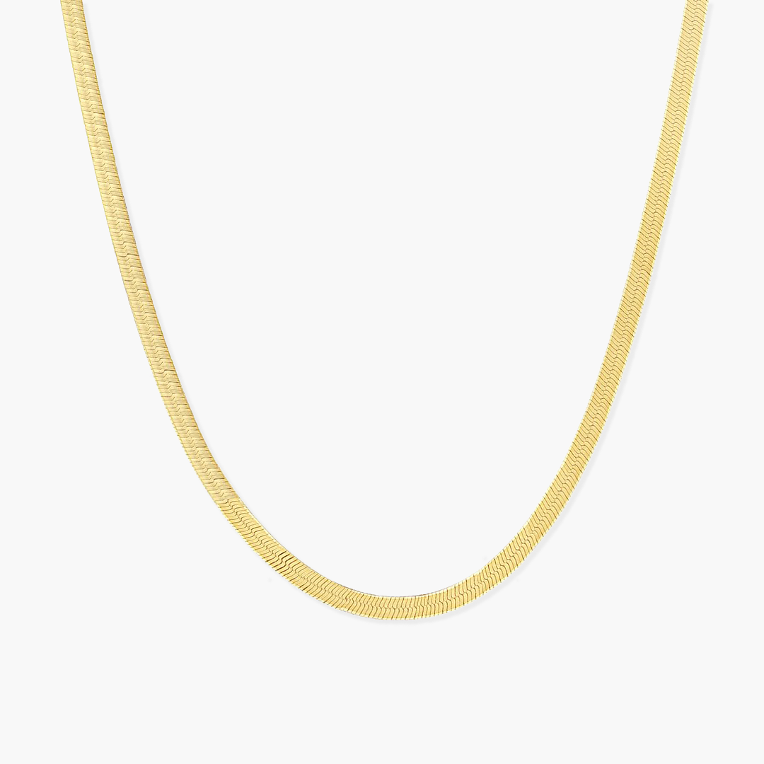 Sterling Silver 3mm Herringbone Chain - Gold Plated