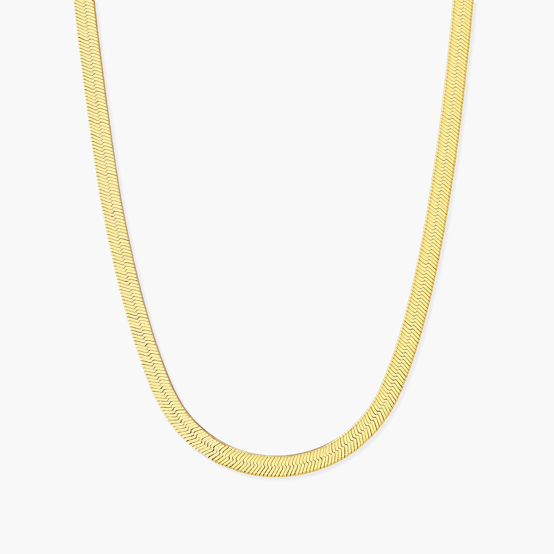 Sterling Silver 5mm Herringbone Chain - Gold Plated