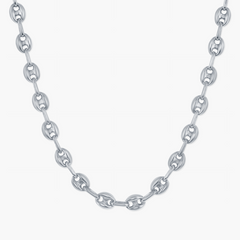 Sterling Silver 6mm Puffed Marina Chain - Rhodium Plated