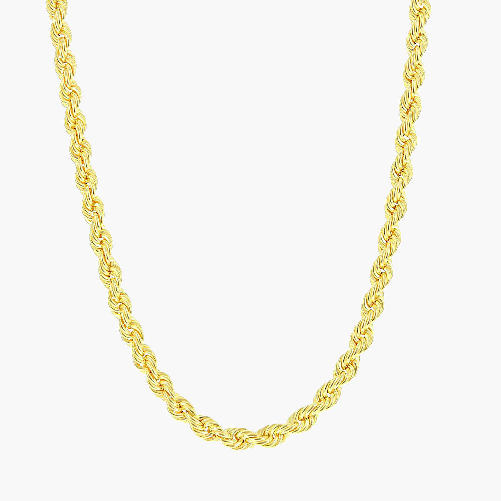 Sterling Silver 4.5mm Loose Rope Chain - Gold Plated