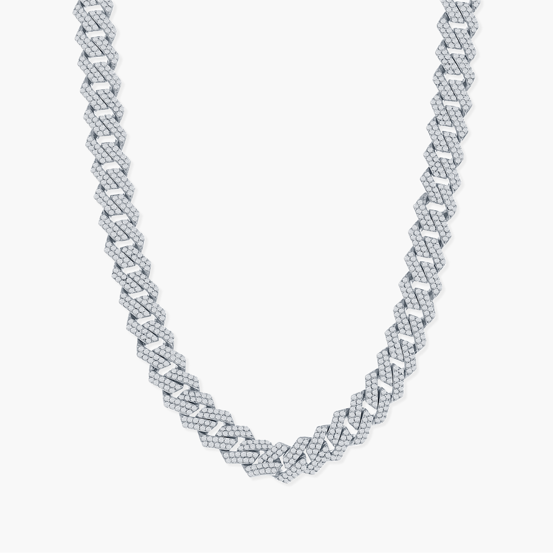 Sterling Silver 9mm Micro Pave Monaco Chain