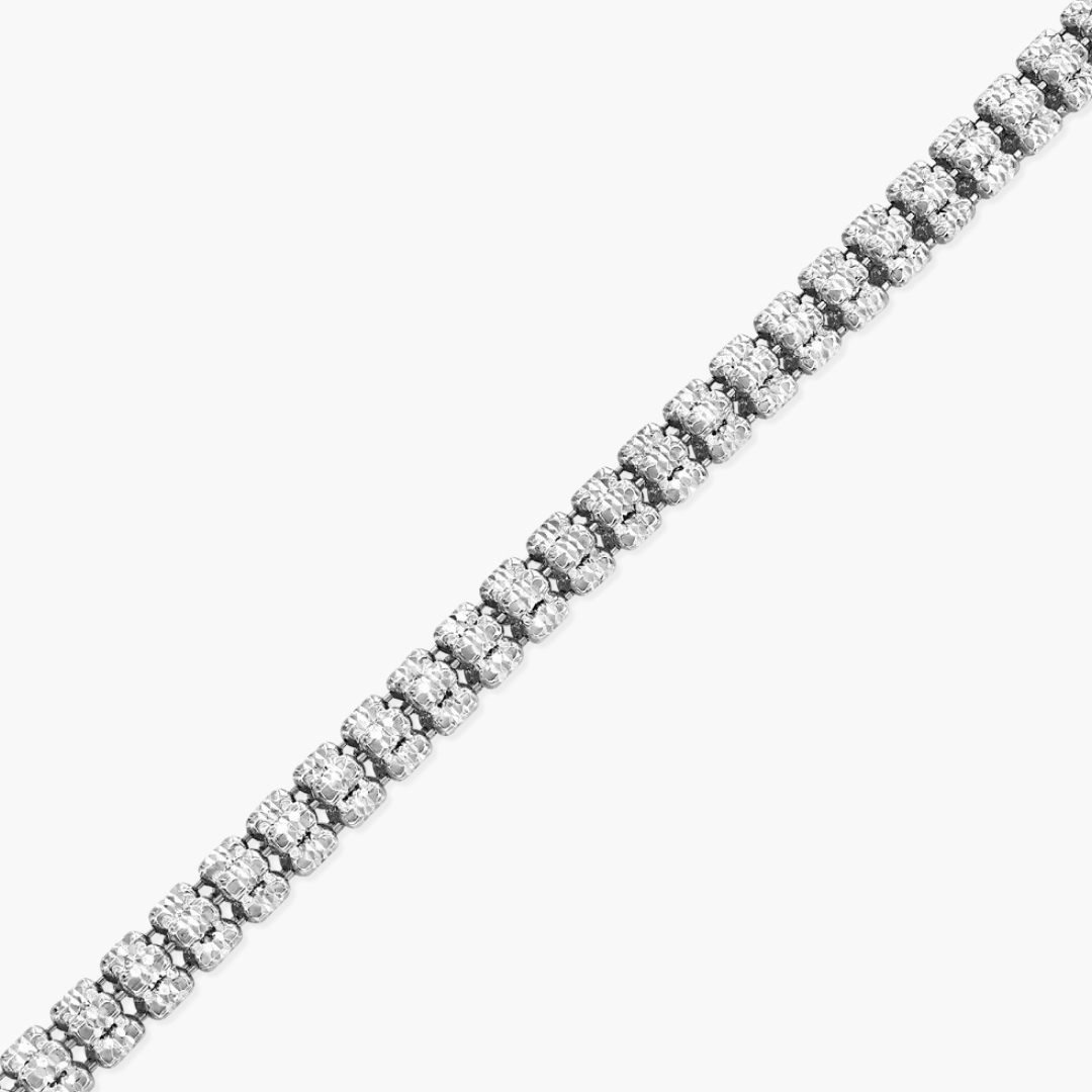 Sterling Silver 5mm Diamond-cut Ice Barrel Chain - Rhodium Plated