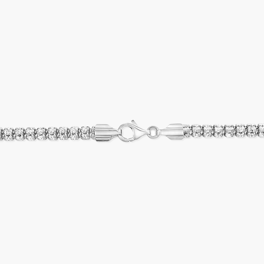 Sterling Silver 5mm Diamond-cut Ice Barrel Chain - Rhodium Plated