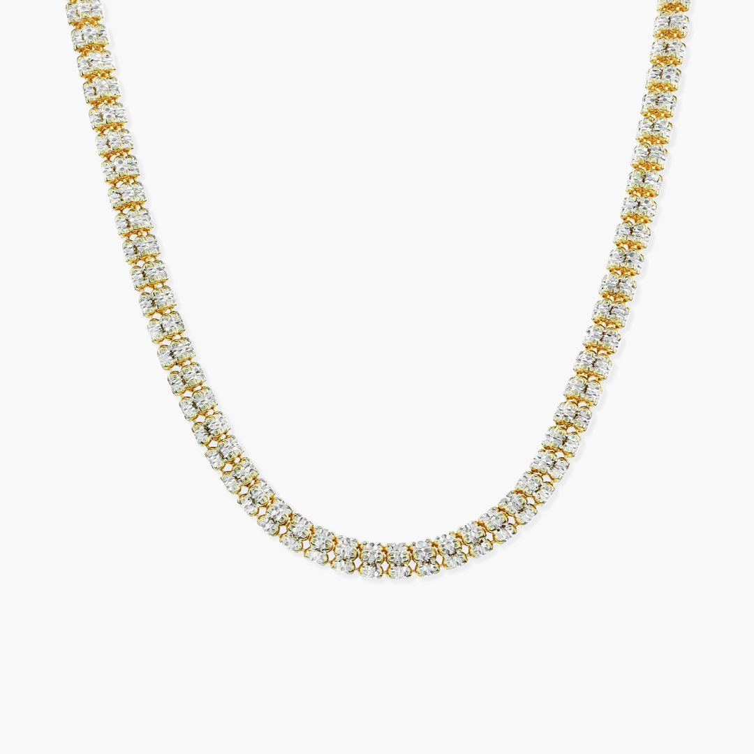 Sterling Silver 5mm Diamond-Cut Ice Barrel Chain – Two-Tone