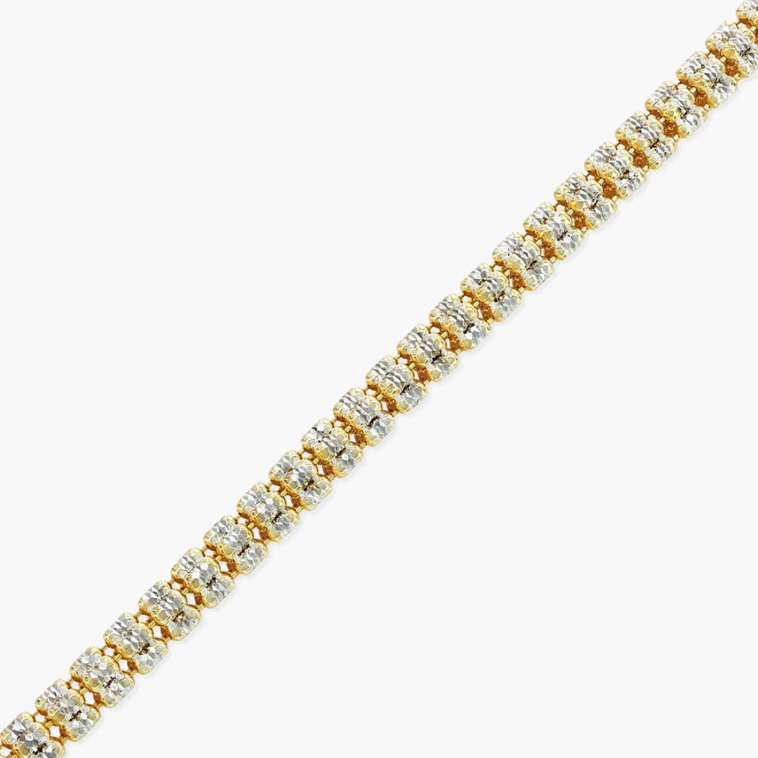 Sterling Silver 5mm Diamond-Cut Ice Barrel Chain – Two-Tone